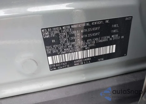 2021 Toyota Rav4 Hybrid Xle z USA, uszkodzony, nr VIN 4T3RWRFV5MU016967